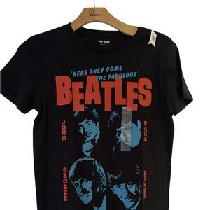 Old Navy Black Beatles Graphic Tee NWT